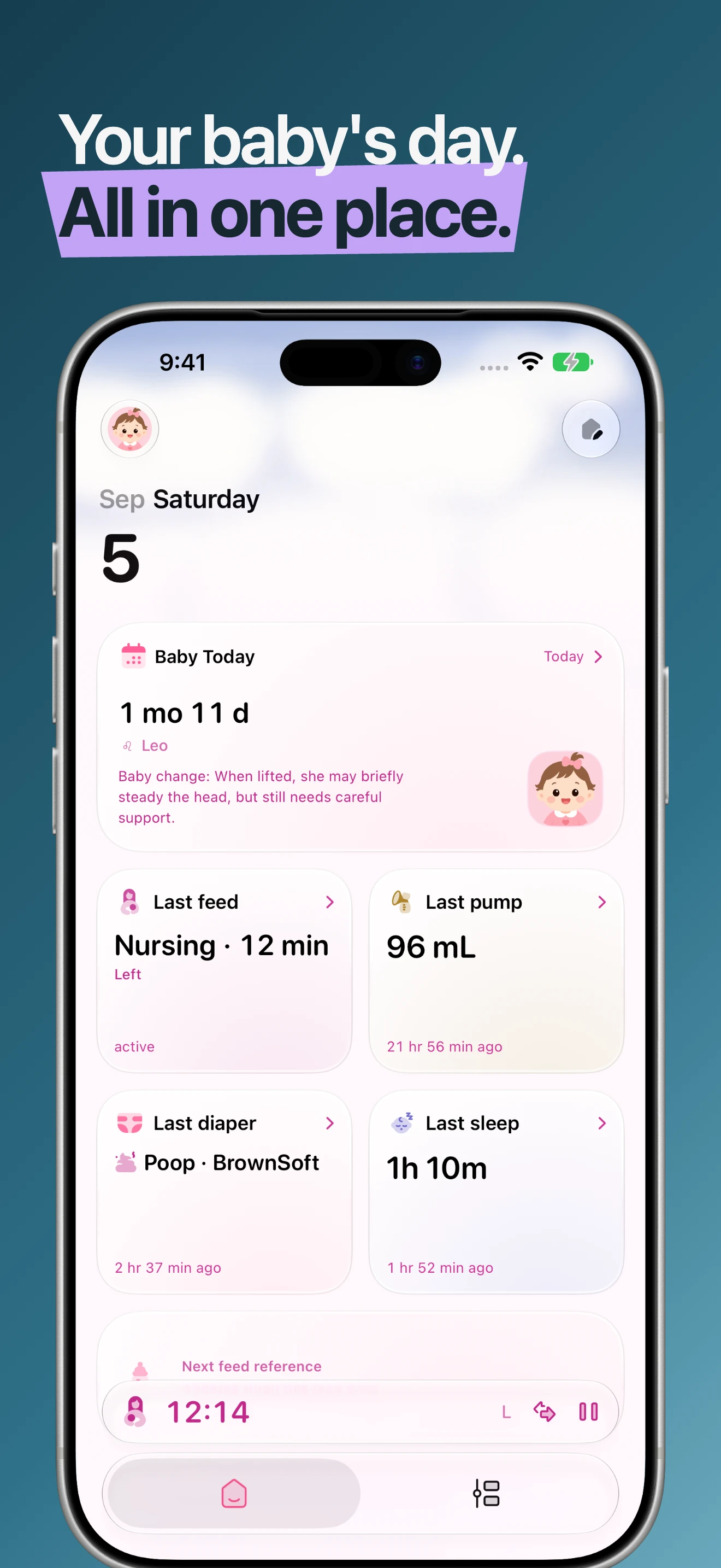 Cali Baby Today overview and daily care records